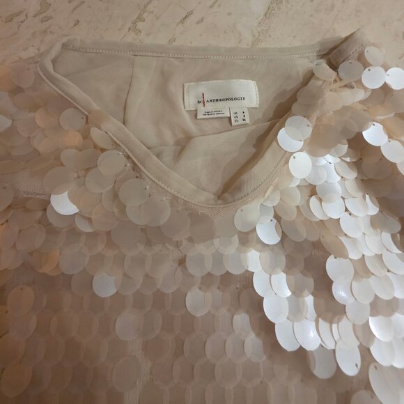 Anthropologie white midi disk sequin skirt size 2 - Picture 2 of 3